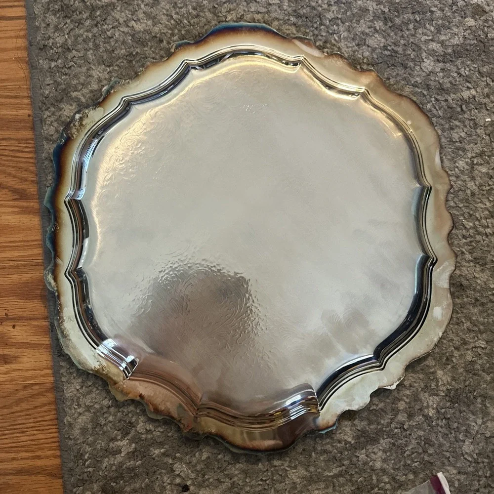 Vtg Webster Wilcox International Oneida Silverplate Round Serving Tray 14